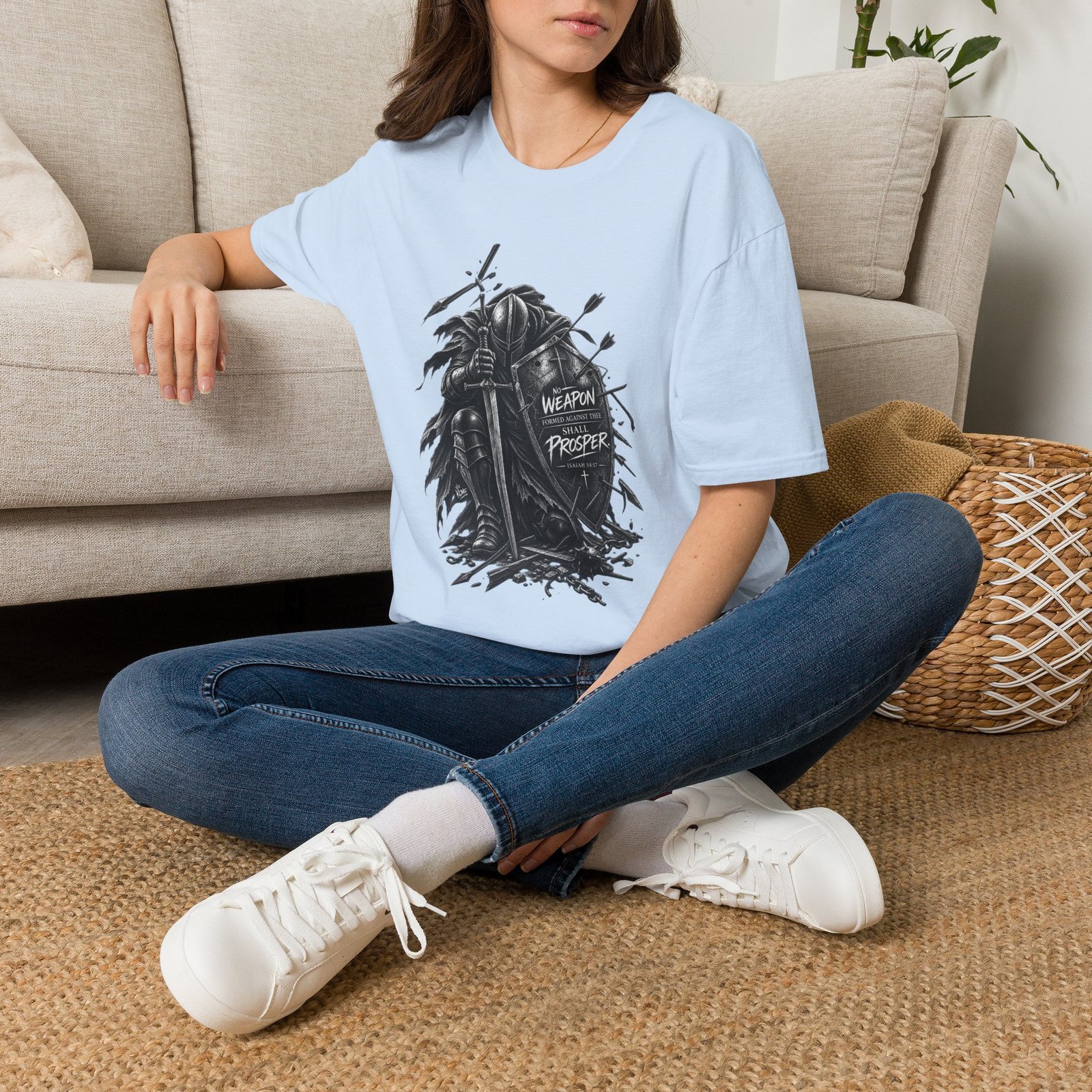 Shield of Faith: No Weapon Shall Prosper Isaiah 54:17 Graphic Tee - Image 32