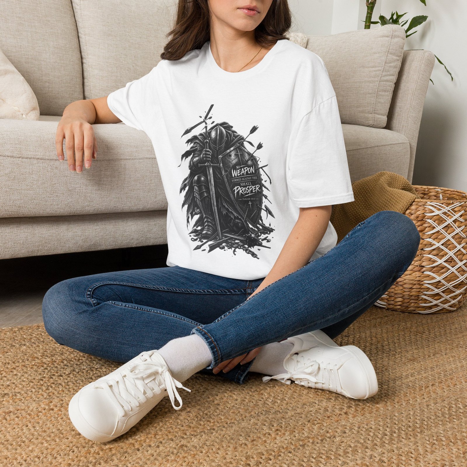 Shield of Faith: No Weapon Shall Prosper Isaiah 54:17 Graphic Tee - Image 3