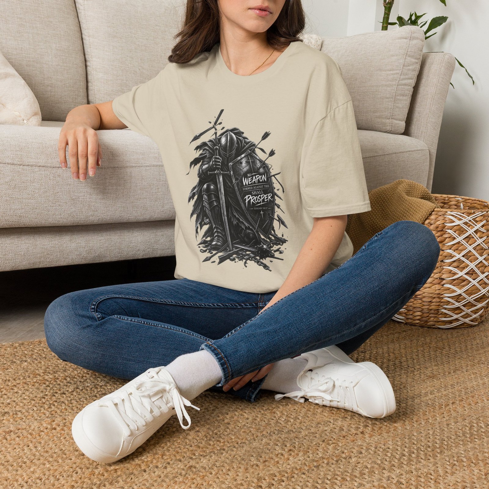 Shield of Faith: No Weapon Shall Prosper Isaiah 54:17 Graphic Tee - Image 8